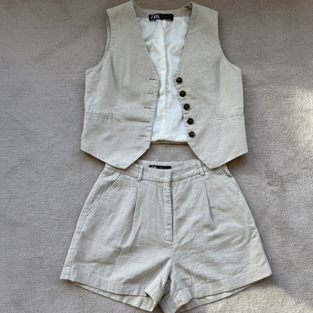 Zara Linen Vest Set
